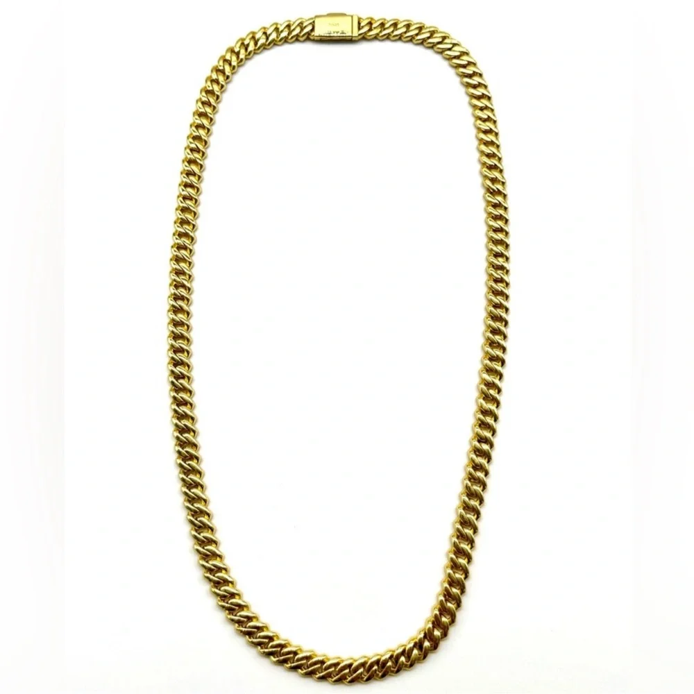 18k Gold Plated, 925 Silver, 9.OCTW Moissanite Square Miami Cuban Chain